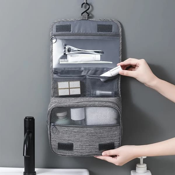 Toilettaske, Nødvendighedstaske, Kosmetiktaske, Makeup Organizer til Mænd og Kvinder (Sort)