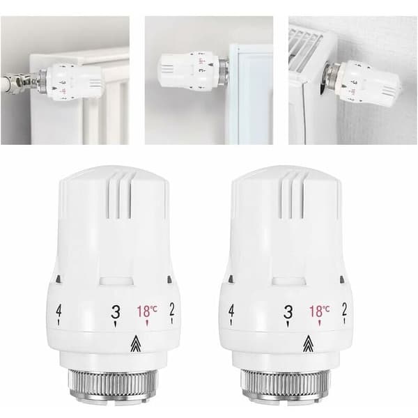 Sæt med 4 termostater, radiatortermostatventil, radiatortermostathoved, radiatortermostatventil M30 x 1,5