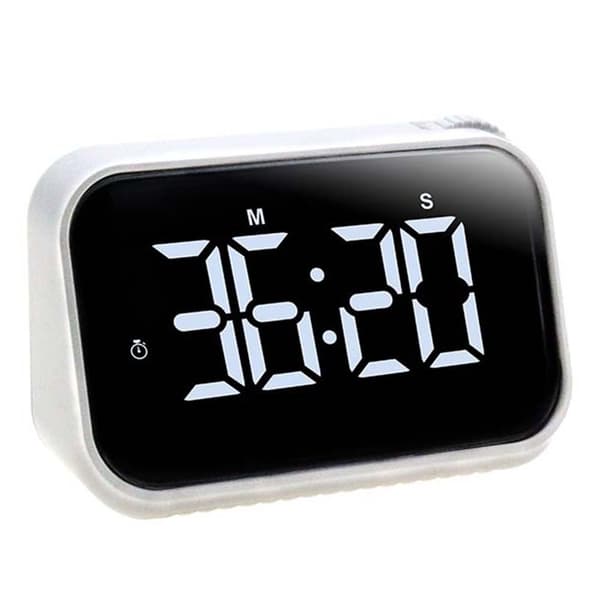 Stor digitalt ur med alarm og køkkentimer, nedtællingsur Vit white