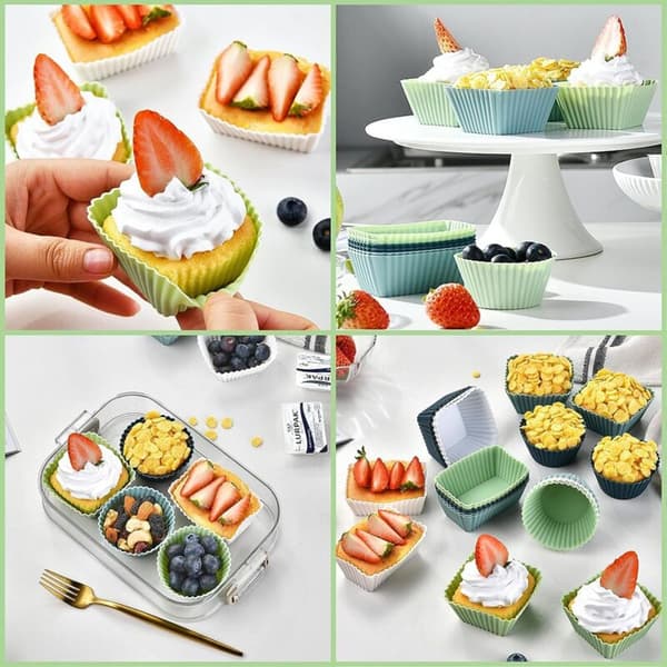 Genanvendelige muffinforme 36 stk. Silikone madkassedelere, fødevaregodkendte non-stick silikone muffinforme, bento-boks