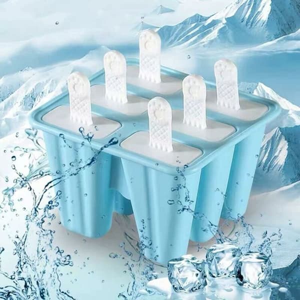 Popsicle-forme, 6-cellede silikoneforme til ispinde, isforme til hjemmelavede frosne ispinde