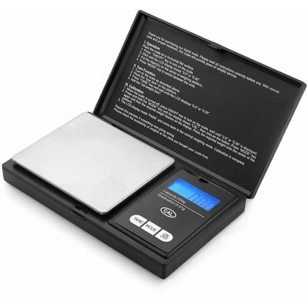 Pocket Scale, 200g x 0.01g, Precision Kitchen Scale, LCD Display, Tare Function. Portable and Accurate. Length: 15 cm / Width: 9 cm / Height: 2.5 cm