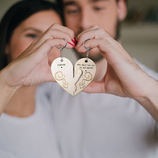 Valentinsdag nøglering til par Kærlighed Hjerte nøgleringe