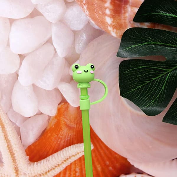 12 Pieces Silicone Straw Tip Covers Animal Shaped Straw Protector Caps