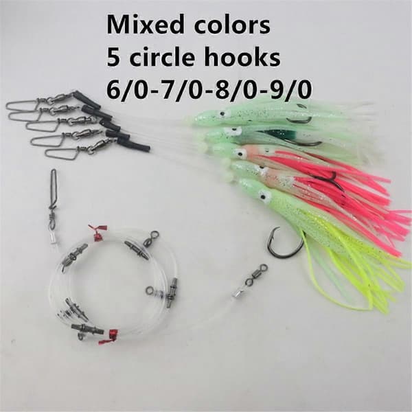 Glow Squid Deep Drop Tilefish Rig, Fremragende til dybhavsfiskeri efter Tilefish, Grouper, Bundfiskeri Rig 9/0