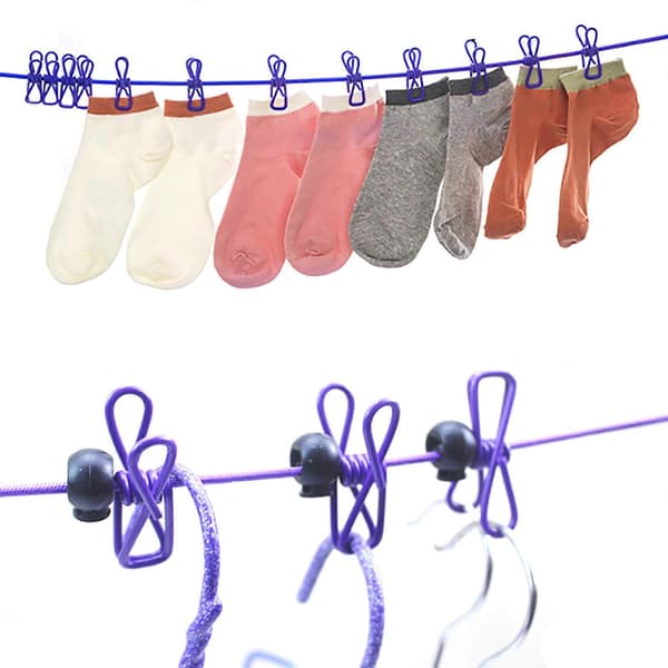 Retractable Clothesline, Retractable Clothesline for Travel, Clothesline with 12 Clothespins [DB] Red Red