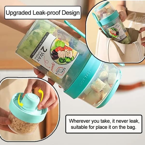 Practical yogurt mug to carry (with spoon) 310ML+760ML (blue)