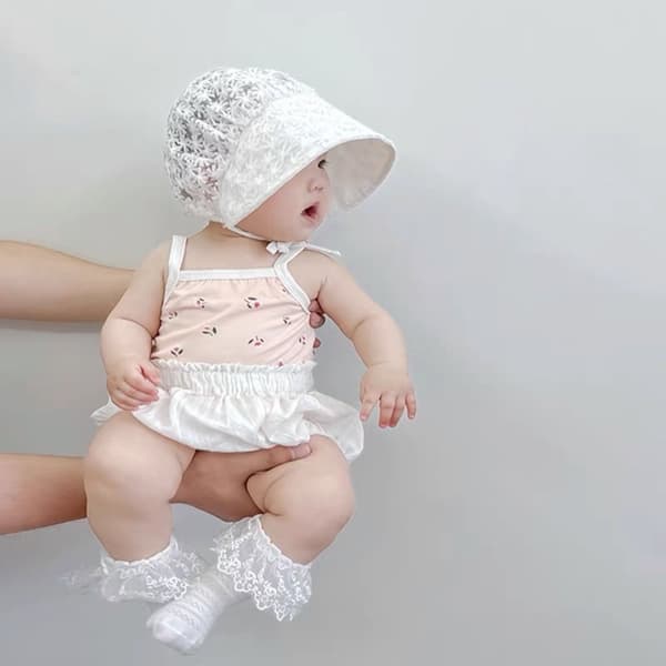 Baby spetshatt Nyfödd Blomsterhatt BEIGE TYP 2 TYP 2 beige