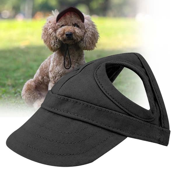 Justerbar kasket til hund og kat, solbeskyttelse, baseballkasket, udendørs, sport (sort, L)