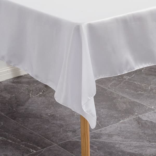 Hvid rektangulær polyesterdug 145x305cm til middage, bryllupper, banketter, hoteller
