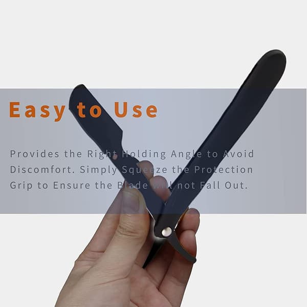 (Sort) Barberkniv med lige kant, høj kvalitet, foldbar