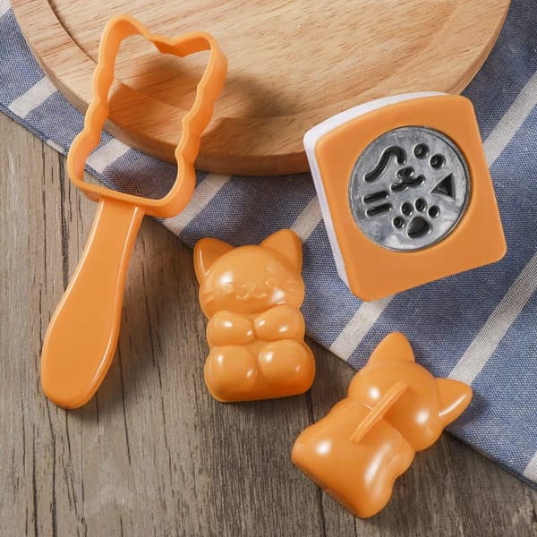 Risboldform Sæt Katteformet Ris Onigiri Boldform Japansk Ris Sushi Maker Formværktøj Ristang Prægepresse til Hjemmet
