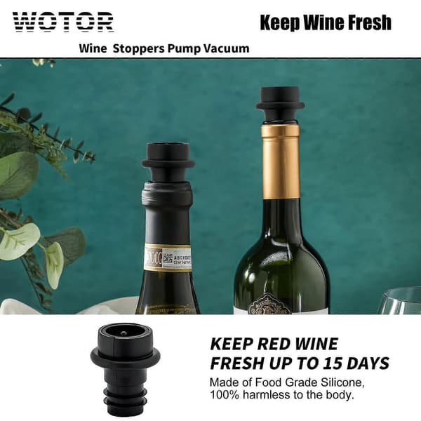 Wine Preserver with 8 Vacuum Stoppers, Wine Stopper, Wine Preserver, Reusable Bottle Sealer Keeps Wine Fresh