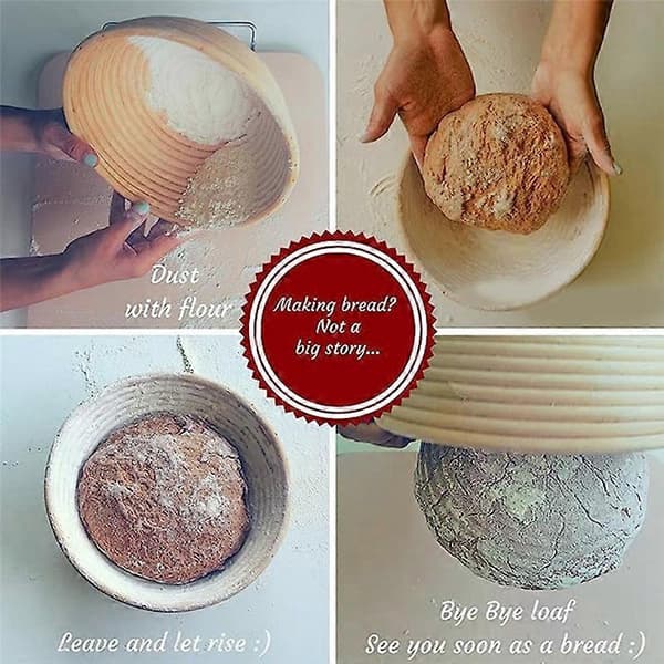 Rund Jäskorg, Lett å Bake Brød, Brødheving, Brødkurv med Vaskbart Tøy
