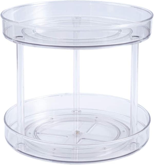Spice Rack Rotating Tray for Kitchen Cabinet, Fruit, Snacks, Salad Storage - Organizer for Cabinets, Pantry, Bathroom, Table, Cosmetics (1-pack, 2 Tiers)