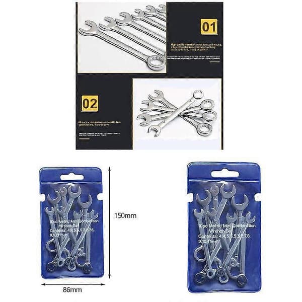 10 st/set Professionell Mini Kombinationsnyckel Set 4-11mm Metrisk Liten