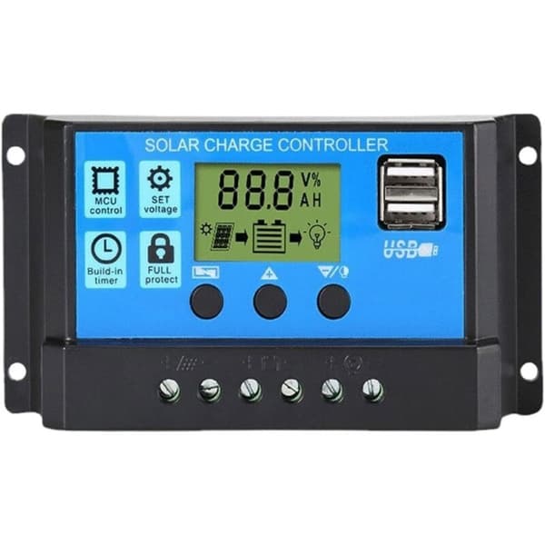 Solar Inverter - 30A Charge Controller - Black - 12V/24V - LCD Display - Home Use - Length: 14 cm / Width: 7.5 cm / Height: 4 cm