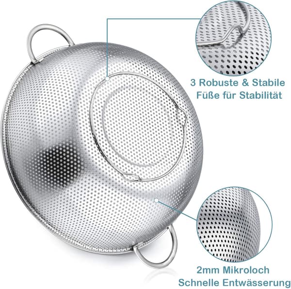 Sieve, Stainless Steel Kitchen Strainer Pasta Sieve with Handle