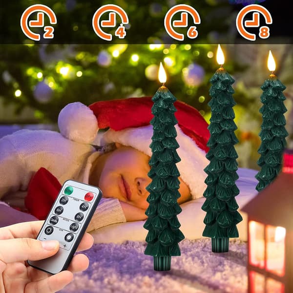 Fjernstyrte LED-lys for trær med flimrende effekt, batteridrevne lys 6 stk. 6pcs