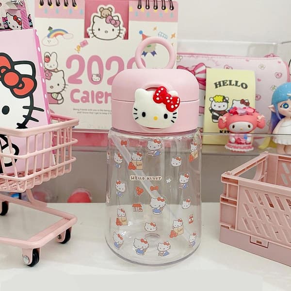 400 ml sugrörsvattenkopp Cinnamoroll Kuromi Melody Sugrör Utomhus Bärbar Vattenflaska Kopp Spelare C1v2 blue 400ml