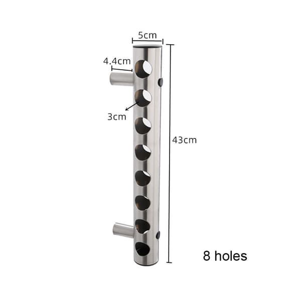 Vinstativ i rustfrit stål til 8 flasker, 43 cm