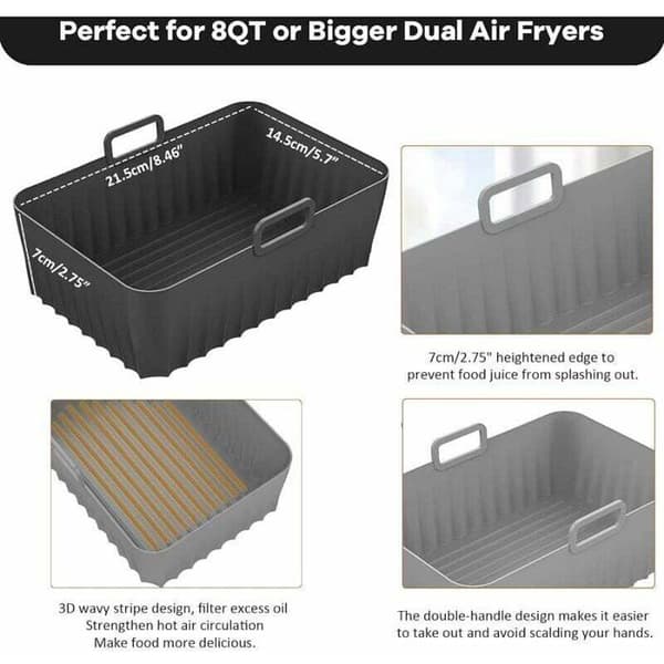Airfryer Accessories - Silicone Coating - Compatible with Salter Tower Instant Vortex - 2 Units