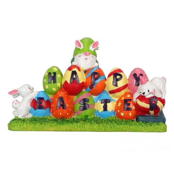 Easter Egg Bunny Ornament Waterproof Resin Egg Bunny Centerpiece Adorable Decorative Easter Figurines for Spring Party