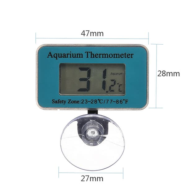 Digitalt akvarietermometer med akvarietermometer og vanntemperatursugekopp