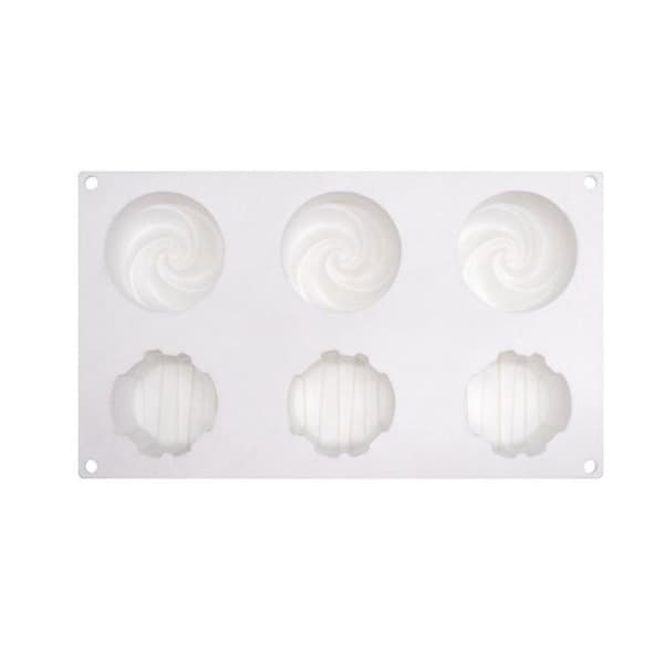 Silikonform Porsjonsbakverk Mousse Spiral Geometriske Linjer Vit white