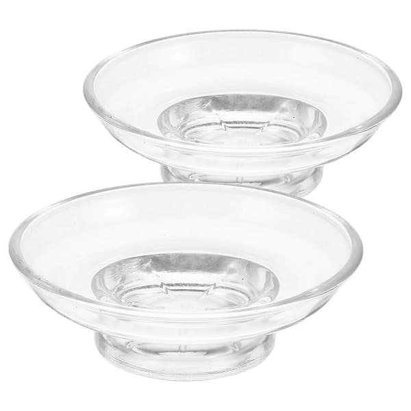 Clear Glass Soap Dish Heavy Round Soap Holder for Bathroom and Kitchen, Self-Draining Transparent Design for Easy Cleaning and Versatile Use