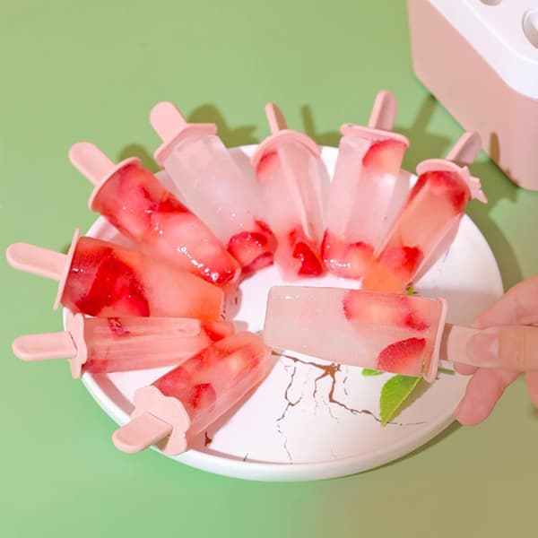 1 stk (Rosa) Sorbetform, 9 hulrum Isform, Ispind