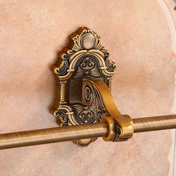 Foldable Antique Brass Towel Rack Active Bathroom Towel Holder Double Towel Shelf with Hooks Bathroom Accessories