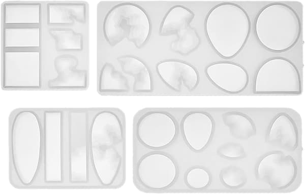 4 stk silikone epoxy smykkeforme til gør-det-selv håndværk, fleksible og non-stick vedhængs- og øreringeforme