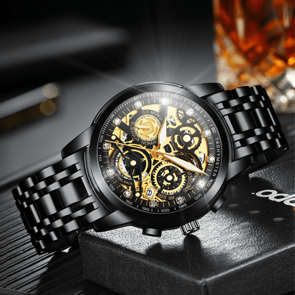 Quartz Watch Men's Skeleton Luminous Waterproof Skeleton Ste