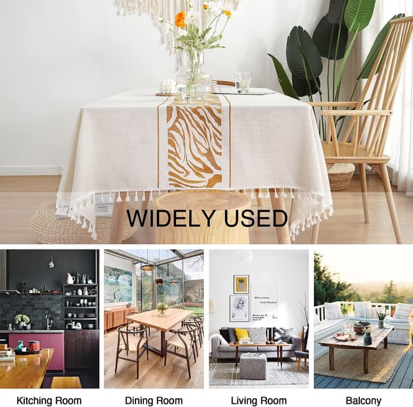 Duk for spisebord Rustikk duk, Bomulls-lin stoff Liten rektangulær duk Kaffe Blad, 140x220 cm
