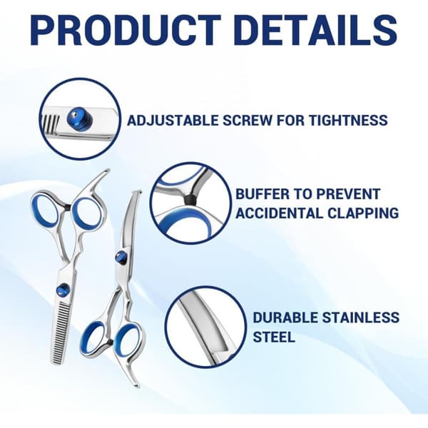 Dog Grooming Scissors 2-Pack Curved and Thinning Shears for Face Trimming