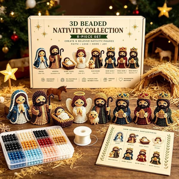 3D Pärlad Julkrubba Figurin kit, DIY Julpysselset För Vuxna -