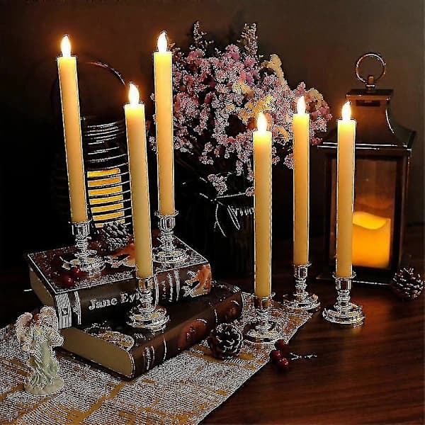 6-pack Battery Operated LED Candles with Remote Control and Timer, Flickering Warm White Real Wax Light