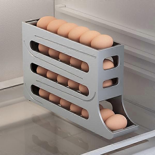Automatic Sliding Egg Storage Box with Portable Large Capacity Egg Container for Outdoor Use Gray gray
