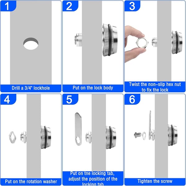 Combination Lock, Password Lock for Drawer with Cylinder and Chrome Finish, Security Lock for Drawer