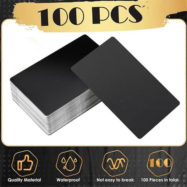 100 stk. metalgraveringsæmner aluminiumsplade lasergravering visitkort gravering DIY gavekort, blank sort