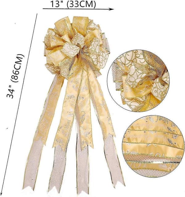 Dekorative Sløyfer for Elegant Julepynt, Perfekt Design med Fleksibel Tråd for Tilpasning, Gjenbrukbar Dekor med Glitter Satengnett