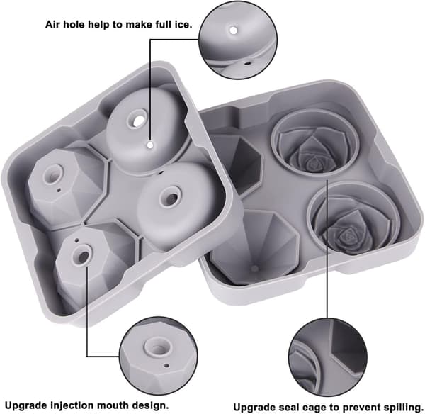 Isbitbrett, 2 silikonroseisbitbrett og 2 diamantiskuleformer DXGHC