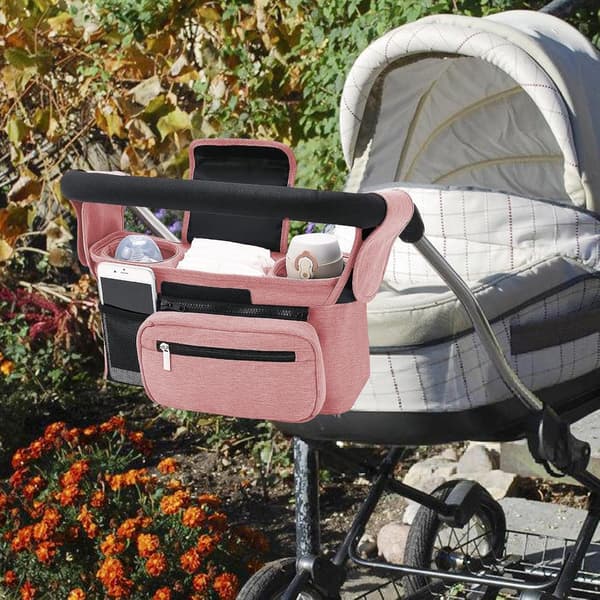 Förvaringsväska för barnvagn, organizer inkl. rosa - Rosa