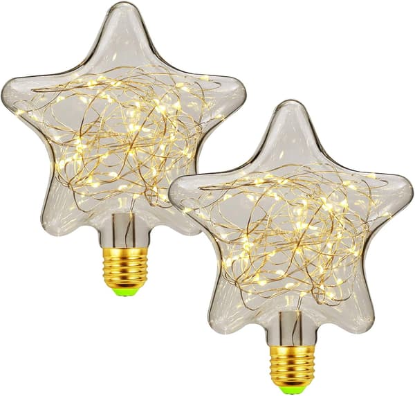 LED E27 Decorative Creative String Light 1.5W Warm White Edison Bulb Decorative Star & Heart Lighting Compatible with Christmas, Party, Wedding