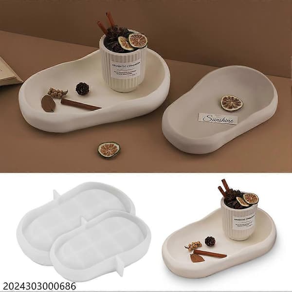 Oval Storage Tray Molds Handmade Storage Plate Molds Casting Molds Craft Material S White White S
