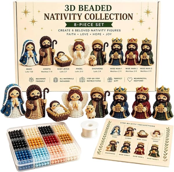 3D Pärlad Julkrubba Figurin kit, DIY Julpysselset För Vuxna -