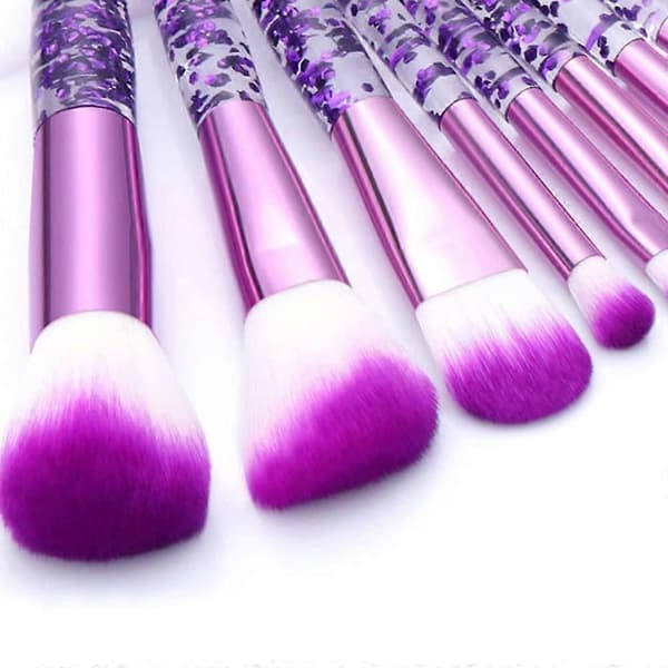 Makeupbørstesæt Rejsesæt Makeupbørste Rougebørste Krystal Makeupbørste Lilla Makeupbørste Glitter Makeupbørste (Lilla)