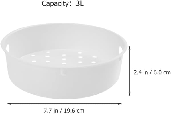 Plastic Steamer Basket with Handle 3L - Stackable Steamer Insert for Rice Cookers, Vegetables, and Dim Sum