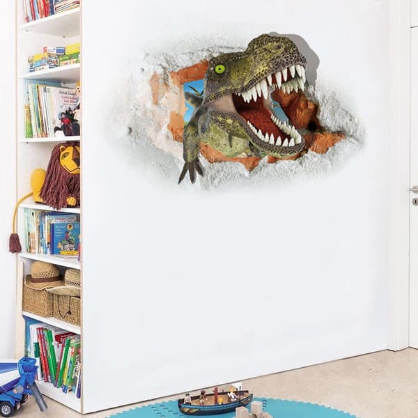 En 45 × 60CM 3D trasig dinosaurie väggdekaler sovrum vardagsrum